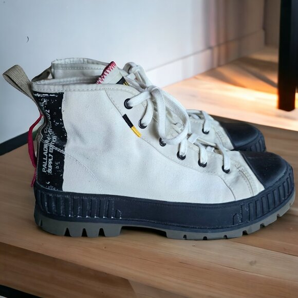 PALLADIUM PALLASHOCK SUPPLY HI ( Unisex ) 10 Woman 8.5 Men White Black Vegan - Picture 2 of 10